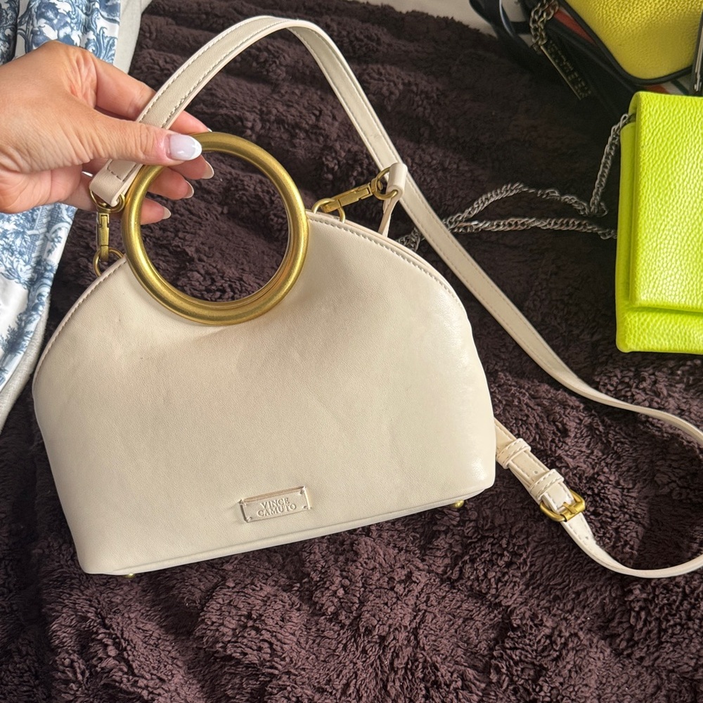 Vince Camuto Cream Crossbody Bag with Gold Ring